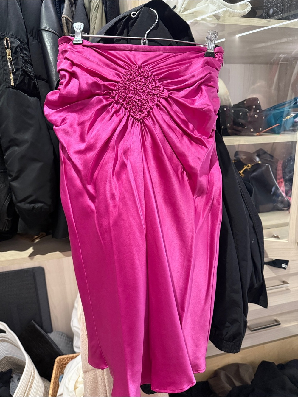 Jerome L’huillier pink silk midi skirt 38